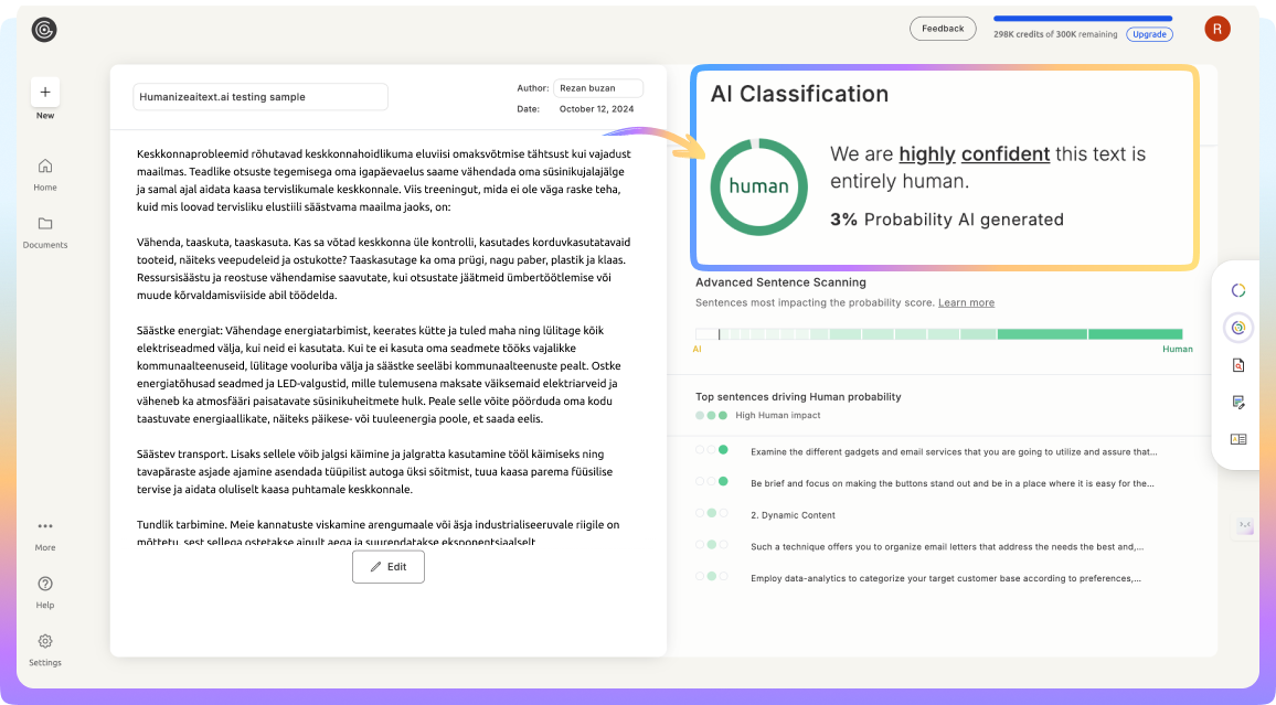 GPTZero AI Detection Example