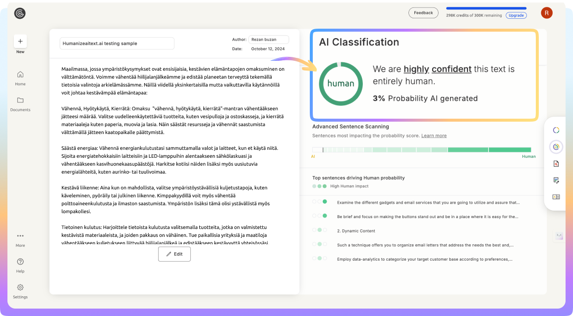 GPTZero AI Detection Example