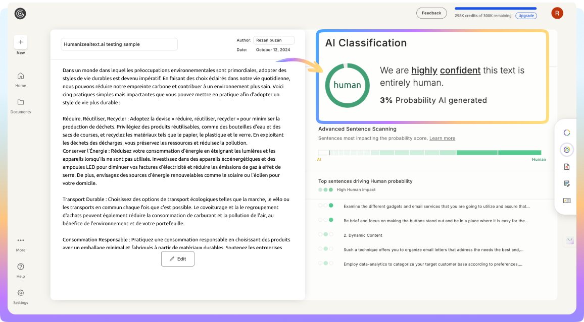 GPTZero AI Detection Example