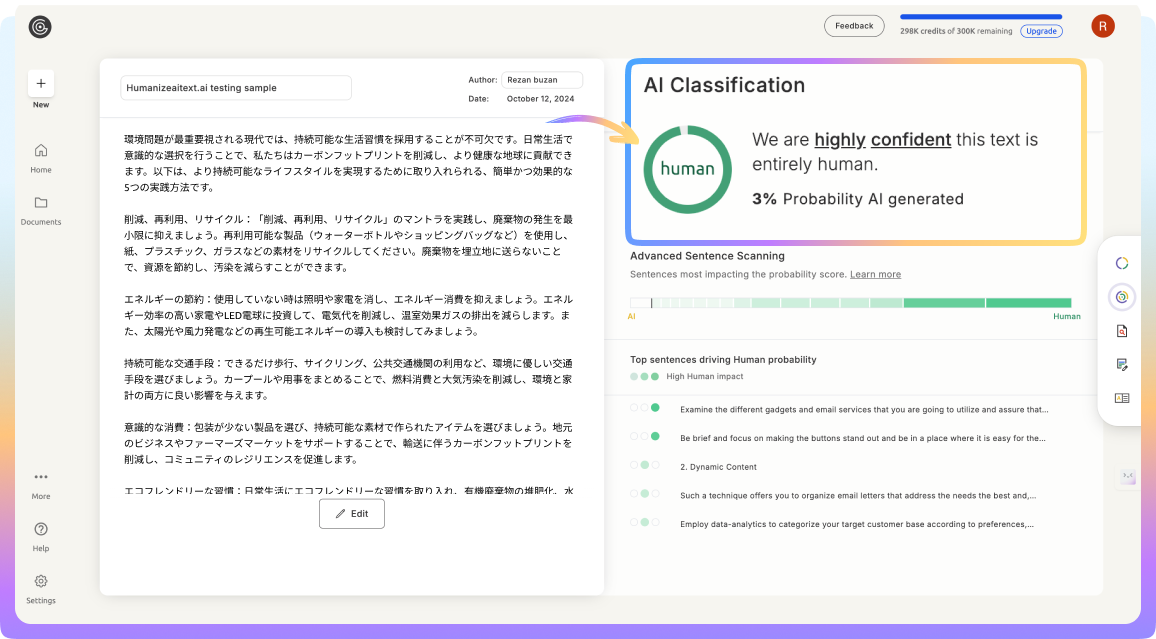 GPTZero AI Detection Example