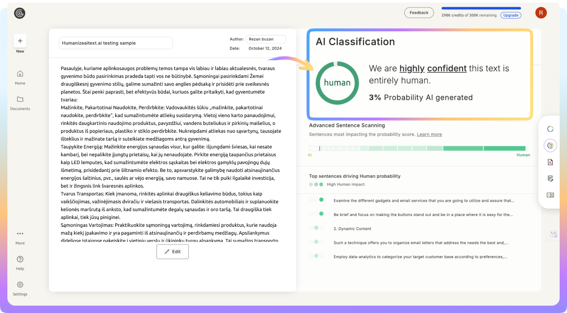 GPTZero AI Detection Example