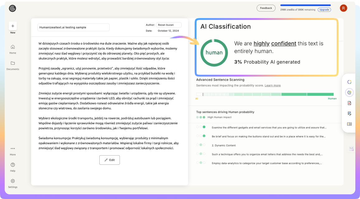 GPTZero AI Detection Example