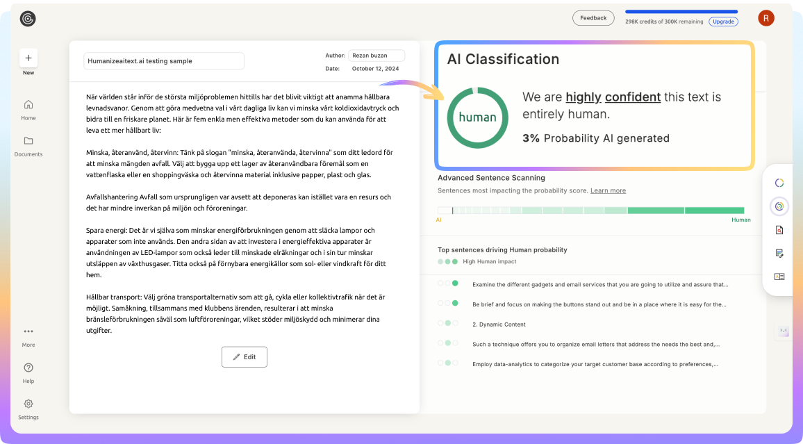 GPTZero AI Detection Example