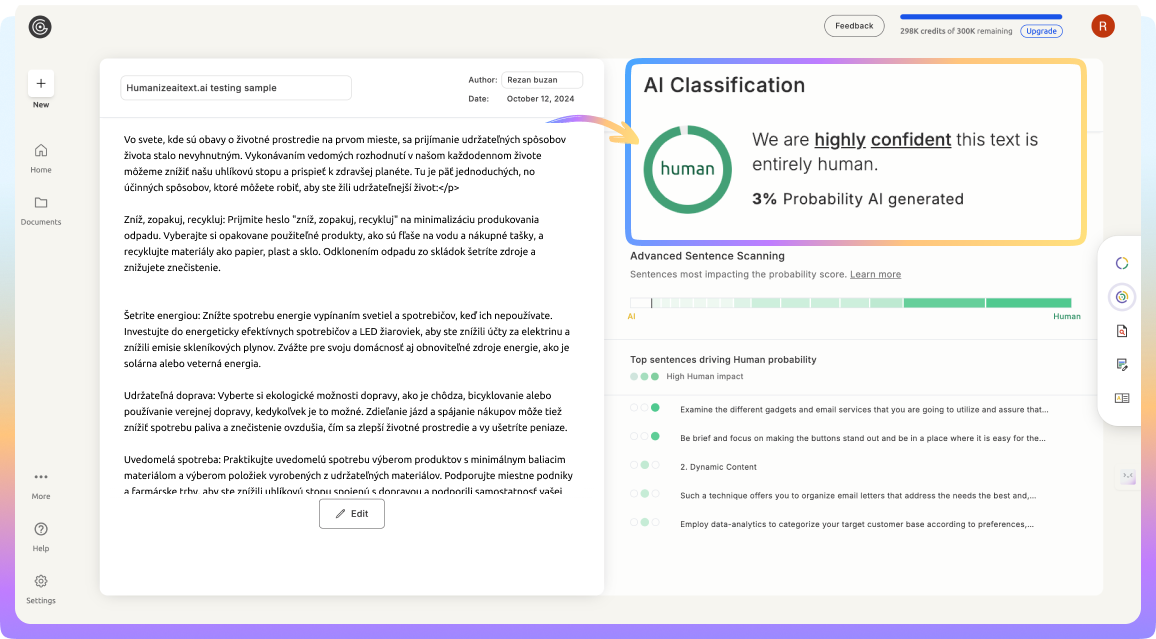 GPTZero AI Detection Example