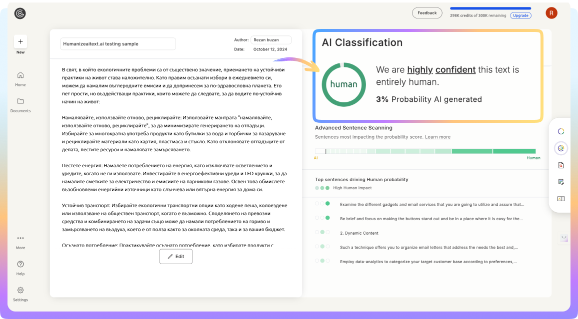 GPTZero AI Detection Example