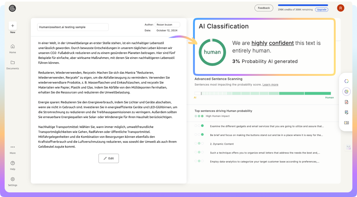 GPTZero AI Detection Example